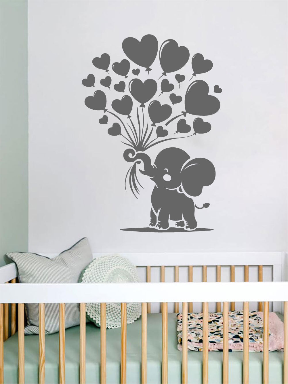 Elephant Baby and Balloons Vinyl Wall Decal