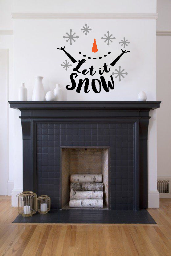 Let It Snow Snowman Christmas Vinyl Wall Decal