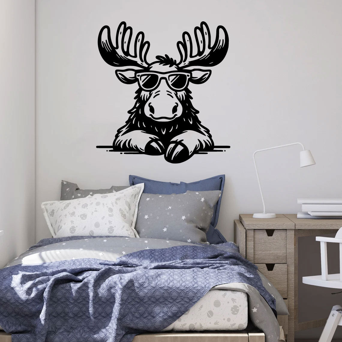 Cute Moose in Sunglasses Vinyl Wall Decal