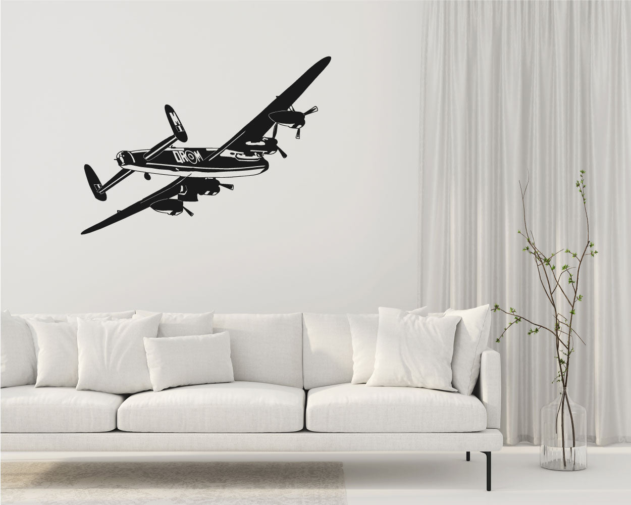 Vintage Airplane Silhouette Vinyl Wall Decal
