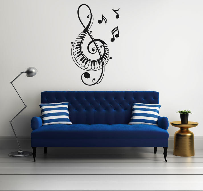 Treble Clef Piano Keys Music Note Vinyl Wall Decal