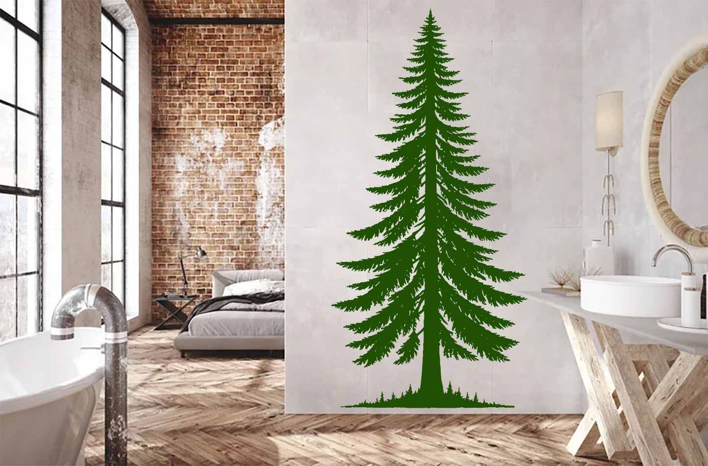 Conifer Pine Tree Silhouette Vinyl Wall Decal