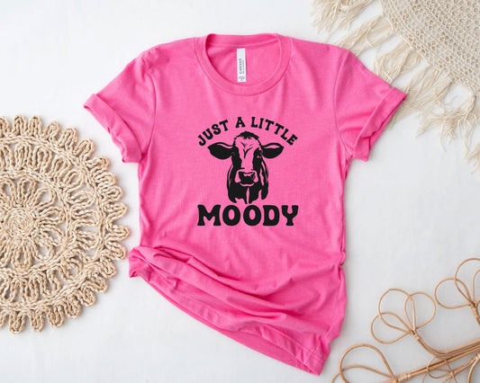 Cow Just a Little Moody Crew Neck T-Shirt