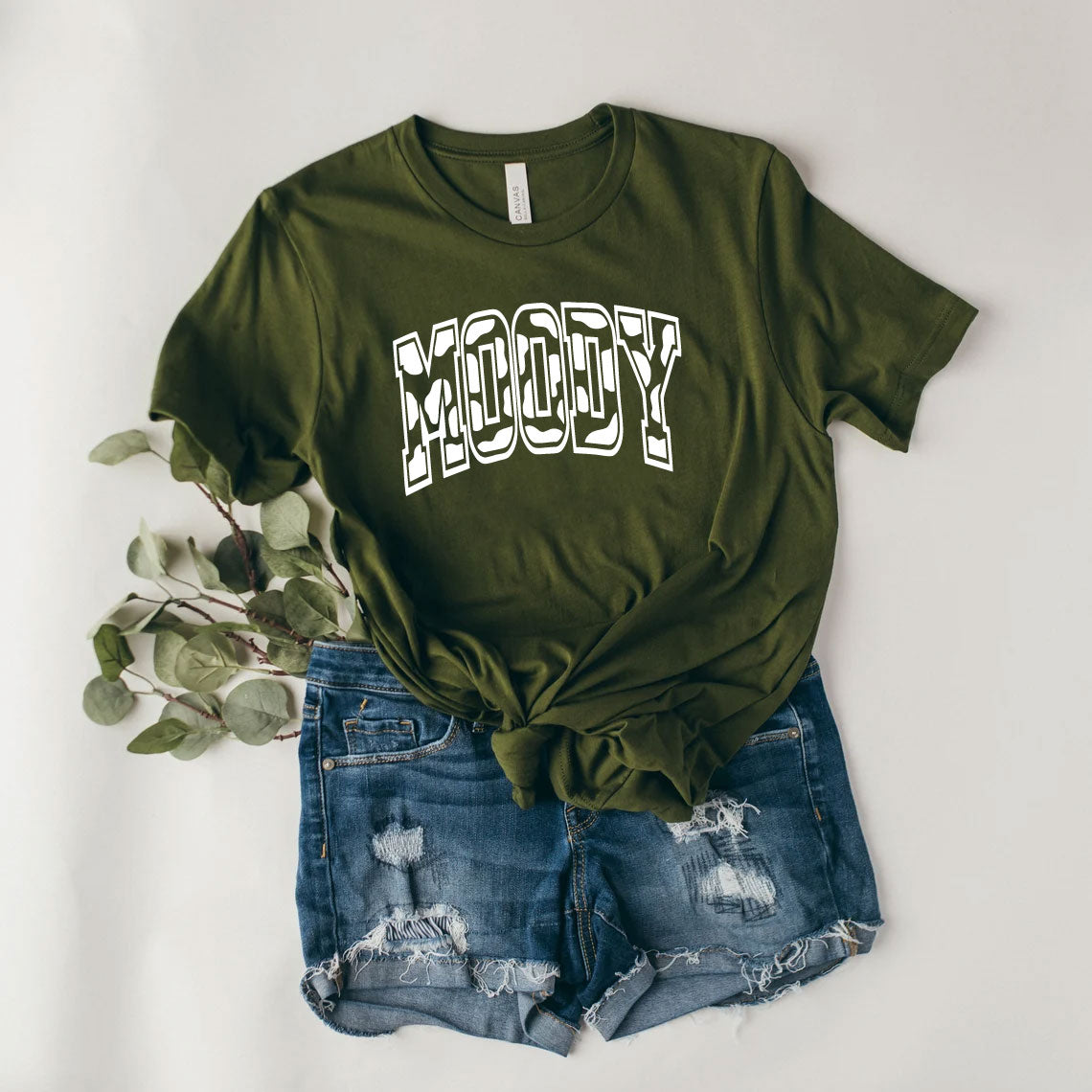 Cow Print Moody Crew Neck T-Shirt