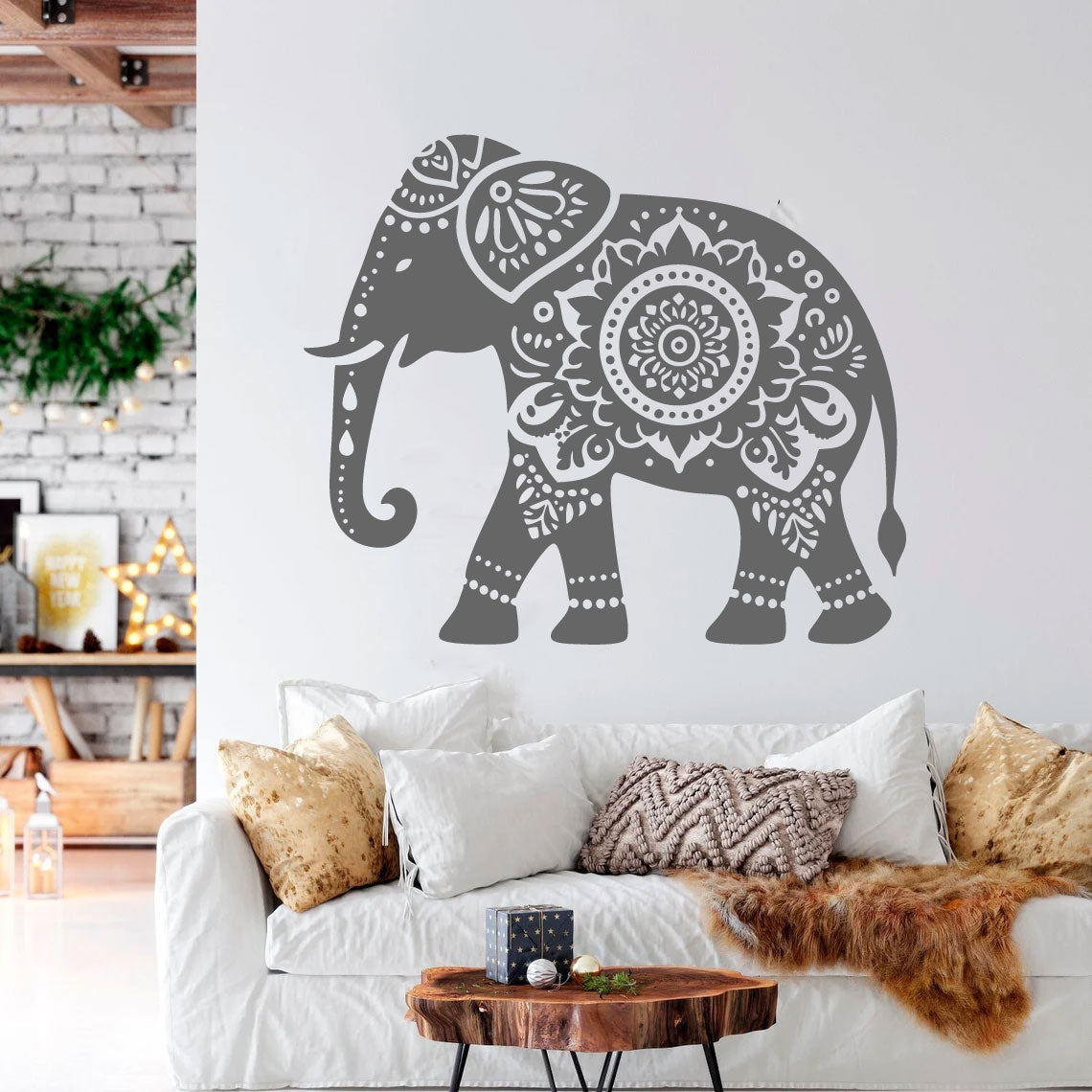 Elephant Mandala Silhouette Vinyl Wall Decal