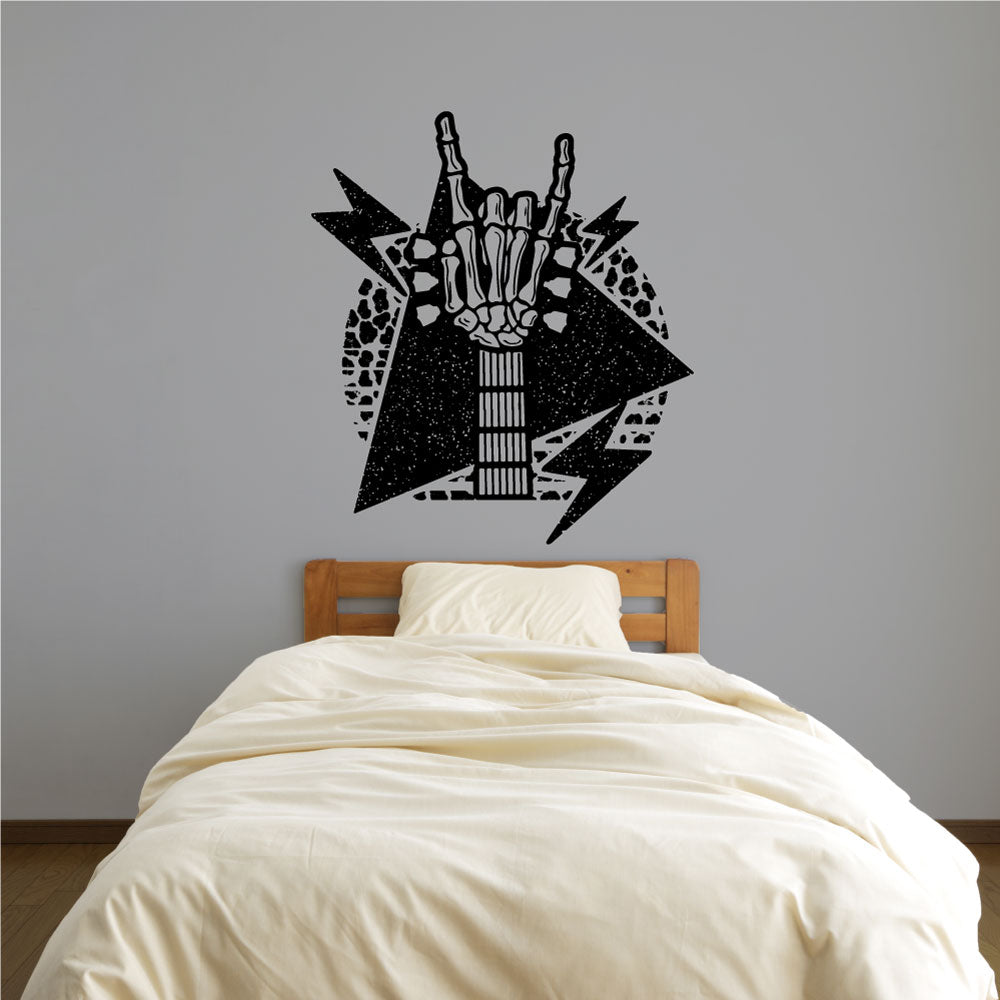 Skeleton Hand Rock On Guitar Neck Vinyl Wall Decal
