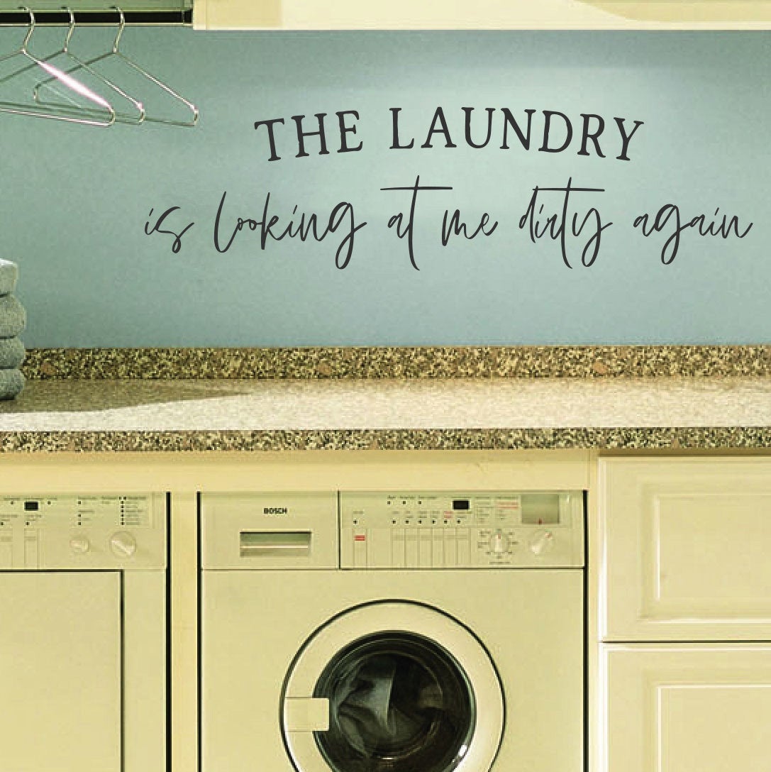 The Laundry is Looking at Me Dirty Again Vinyl Home Decor Wall Decal 