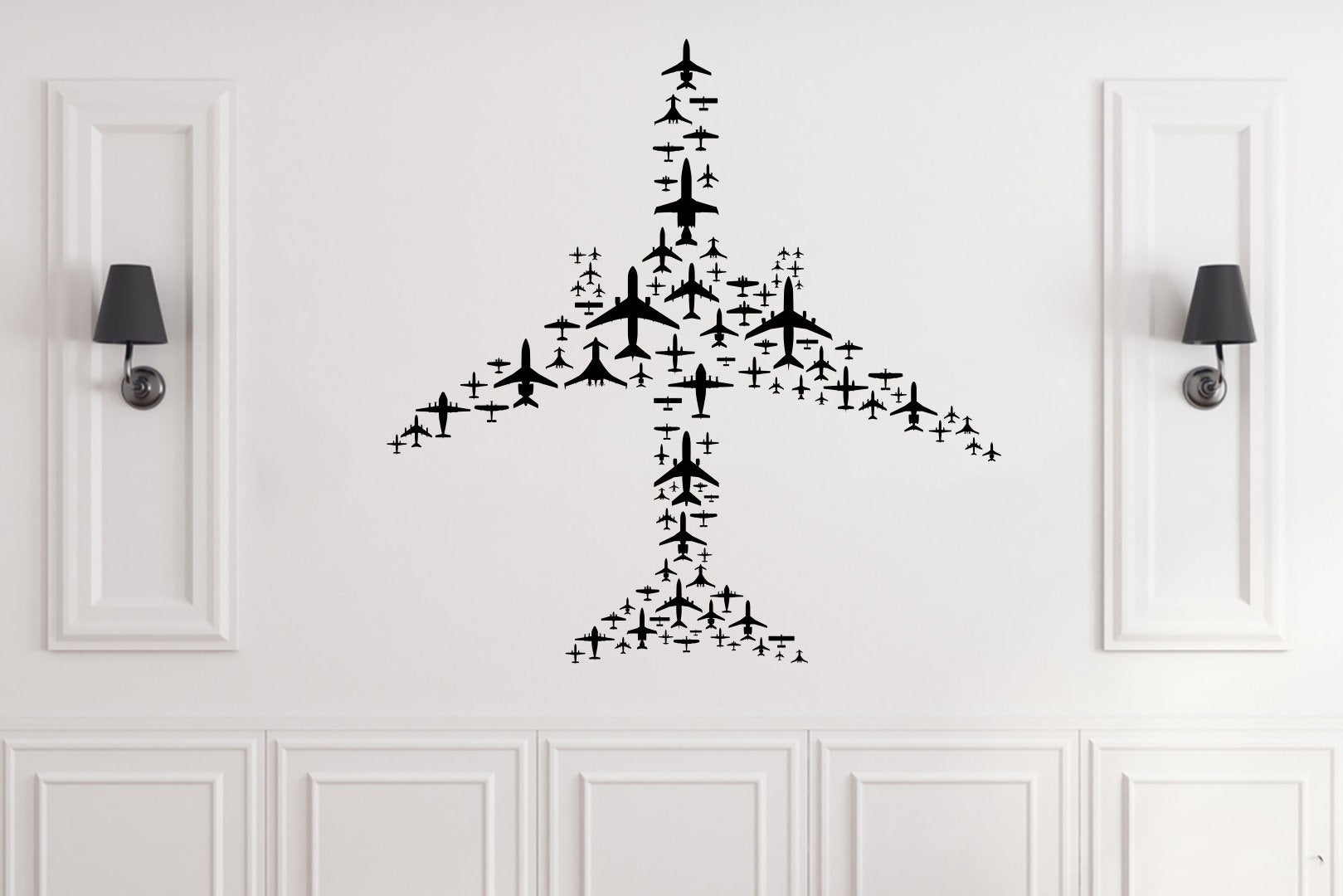 Airplanes Shaped Airplane Silhouette Vinyl Home Decor Wall Decal 