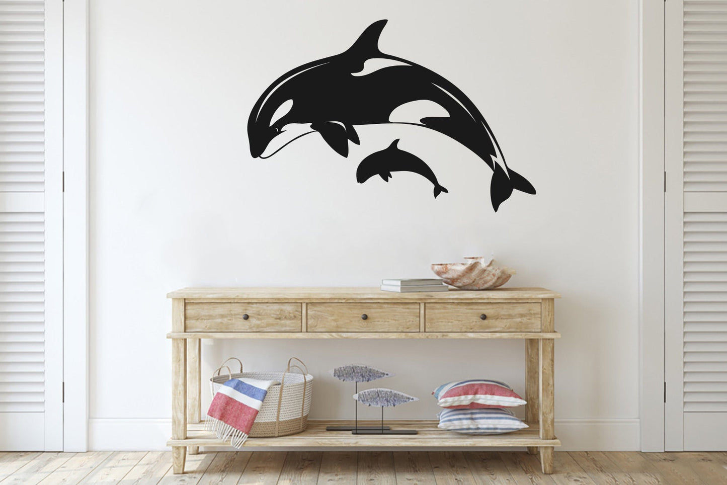 Orca Killer Whale Mom and Calf Vinyl Home decor Wall Decal