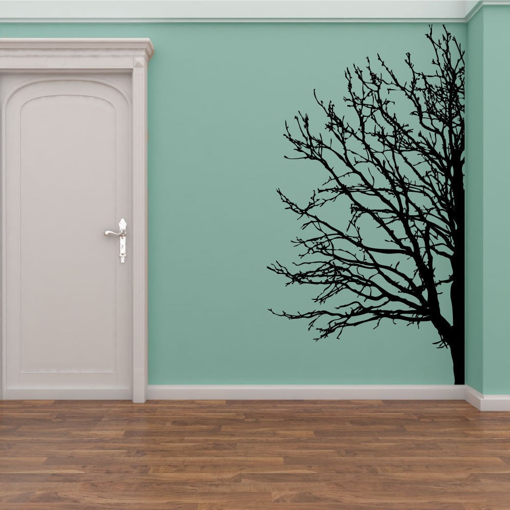 Tree Half Silhouette Vinyl Home Decor Wall Decal 
