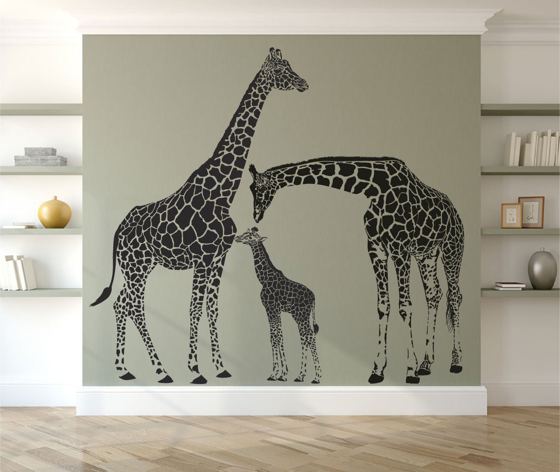 Giraffe Family Vinyl Home Decor Wall Decal 