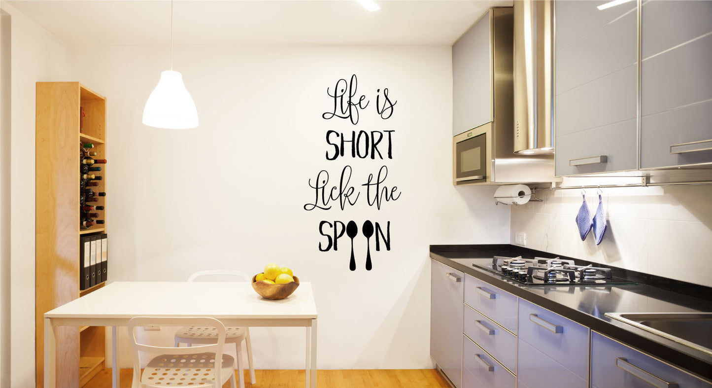 Life Is Short Lick The Spoon Kitchen Vinyl Home Decor Wall Decal 