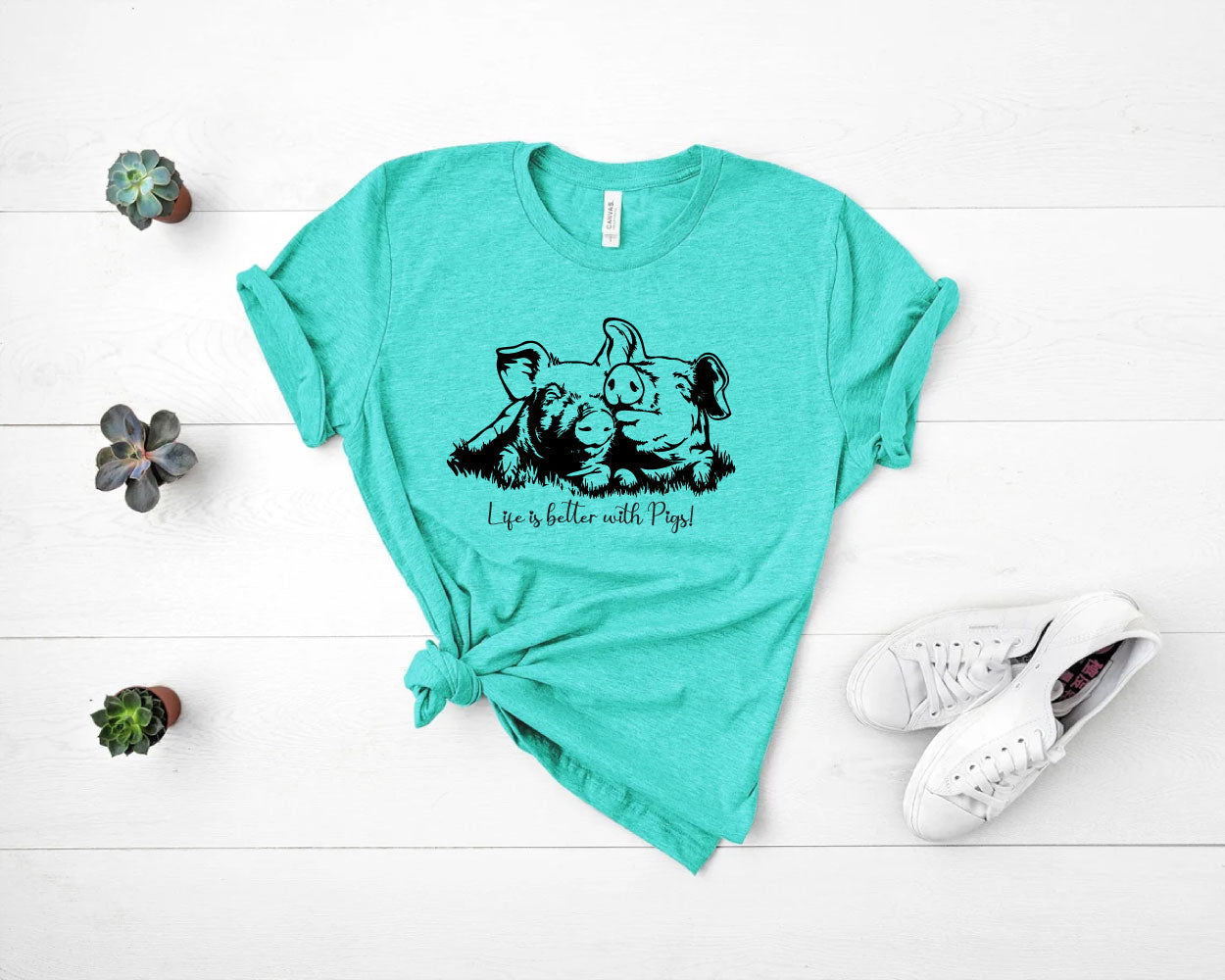 Life is Better With Pigs Crew Neck T-Shirt