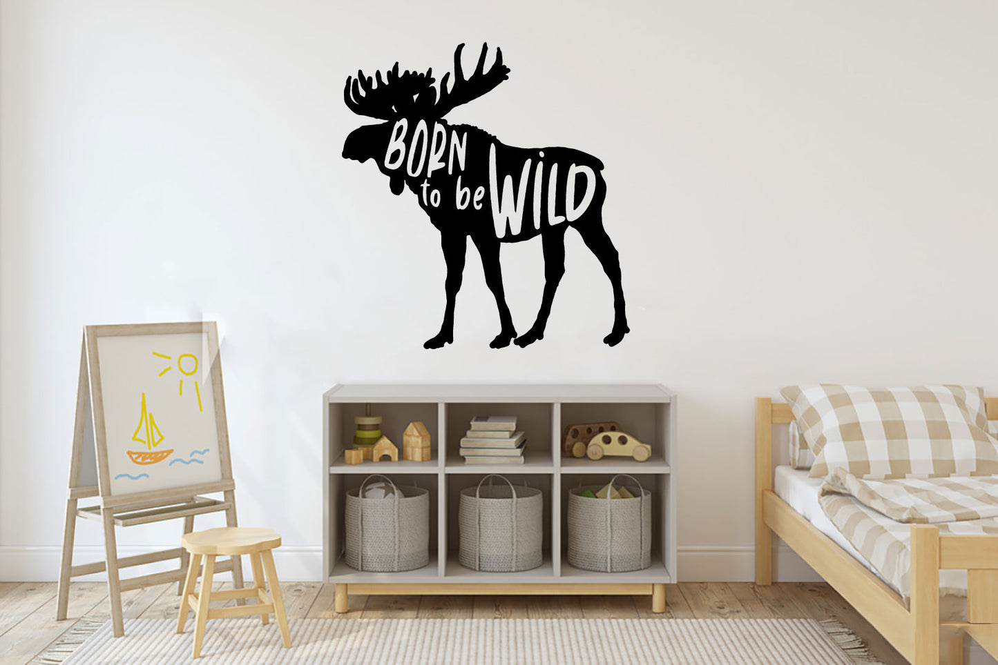 Moose Silhouette Born To Be Wild Vinyl Wall Decal