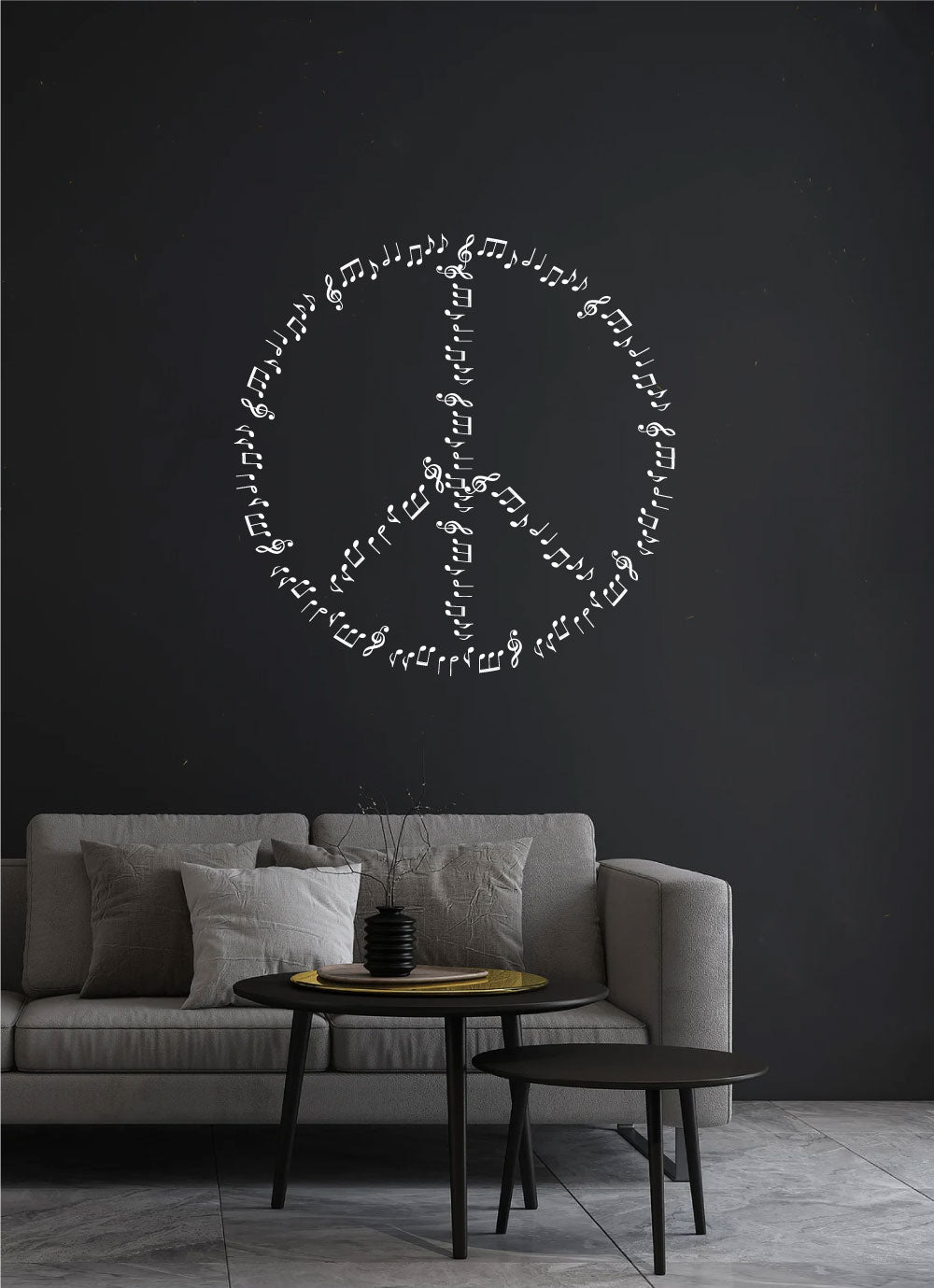 Peace Sign Music Notes Vinyl Wall Decal