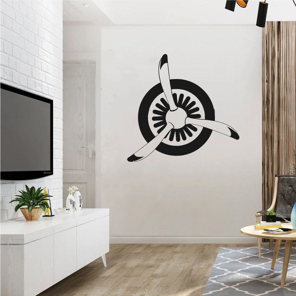 Airplane Propeller Silhouette Vinyl Wall Decal