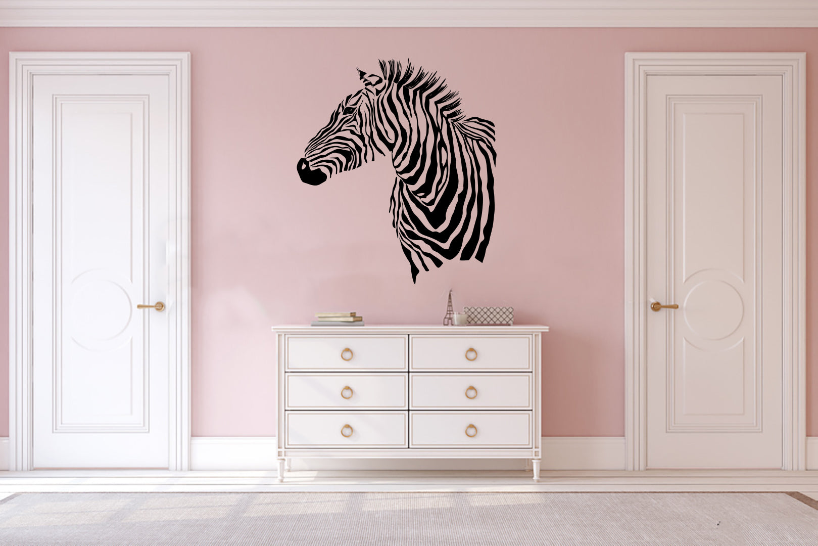 Zebra Head Silhouette Vinyl Home Decor Wall Decal 